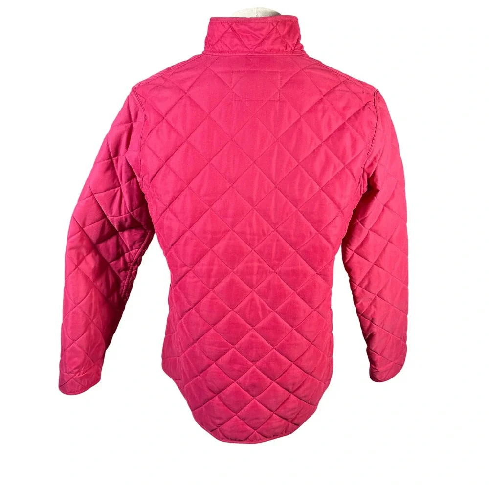 Van Heusen Quilted Jacket Pink Button Front Pockets Stand Collar Women Sz L - Picture 2 of 11